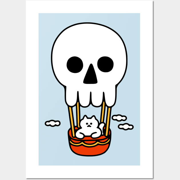 Cat up in Skull Balloon Wall Art by obinsun